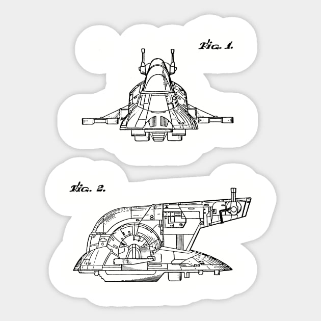 Toy Space Vehicle Vintage Patent Hand Drawing Sticker by TheYoungDesigns